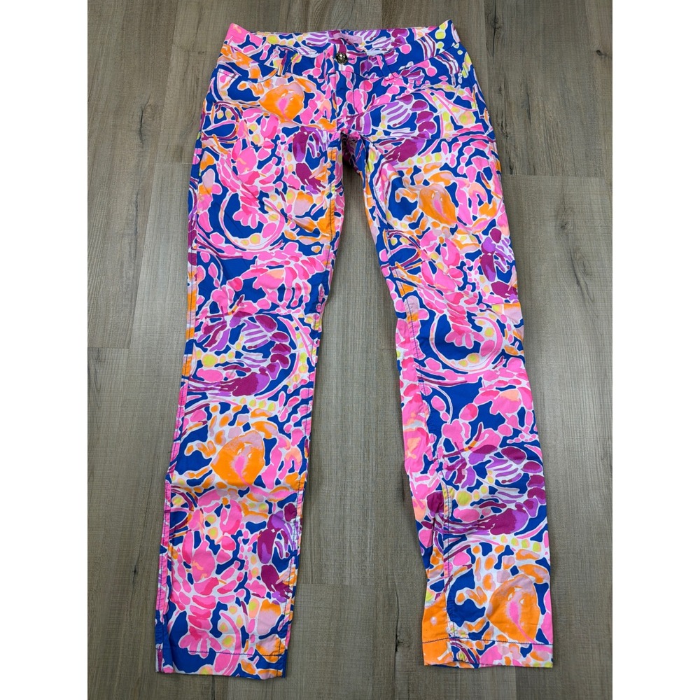 Lilly Pulitzer Callahan Chino Pants Blue Catch and Release Sea Life Print 6 NWOT